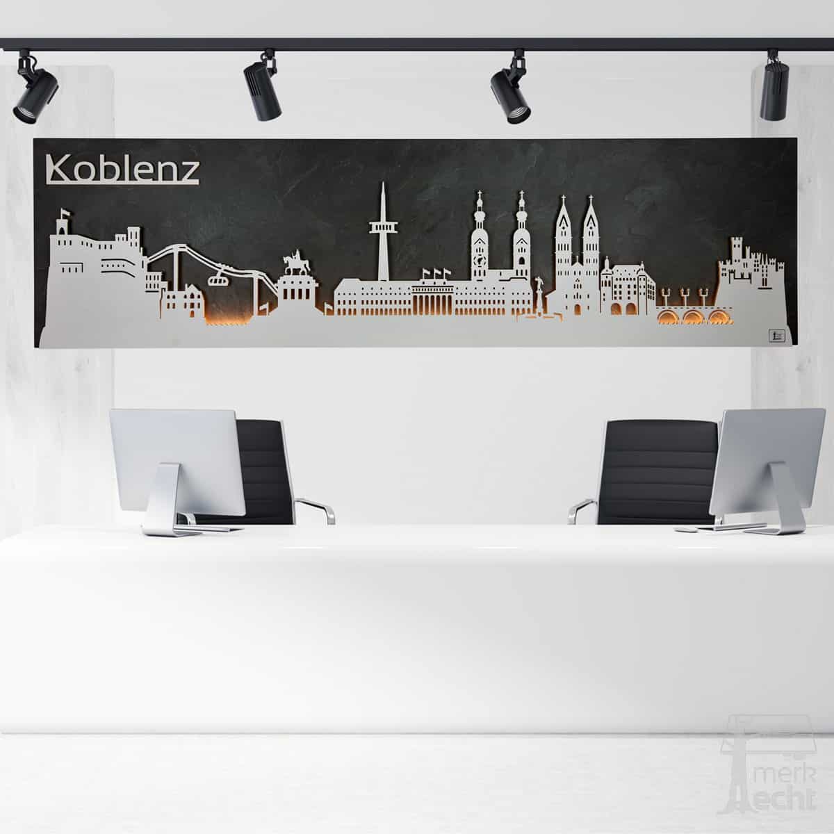 Skyline "KOBLENZ" - Beleuchtete Dekoration als Wandbild - Weltkarten & Skylines von merk!echt