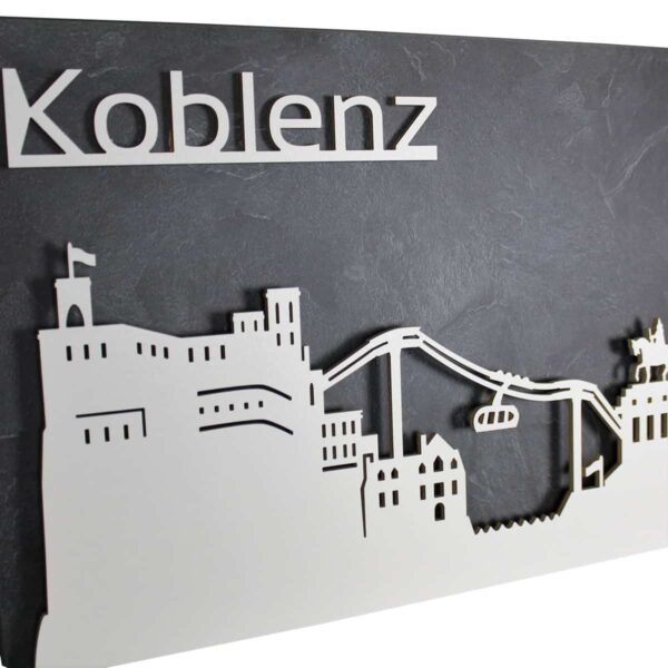 Skyline “KOBLENZ” – Highlights der Stadt | Wandbild aus Holz (128cm)