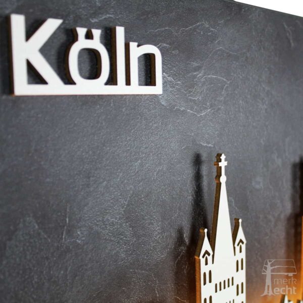 Skyline "Köln" - Beleuchtete Dekoration als Wandbild - Weltkarten & Skylines von merk!echt