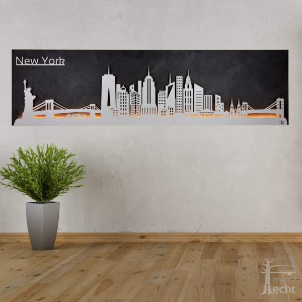 Skyline "NewYork" - Beleuchtete Dekoration als Wandbild - Weltkarten & Skylines von merk!echt