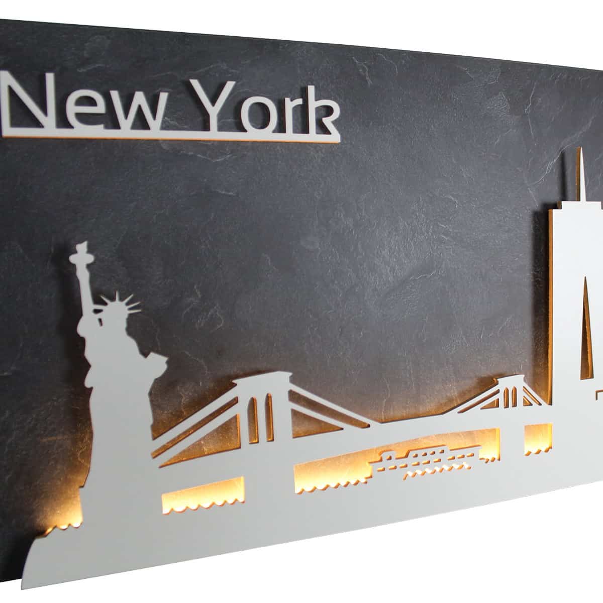 Skyline "NewYork" - Beleuchtete Dekoration als Wandbild - Weltkarten & Skylines von merk!echt