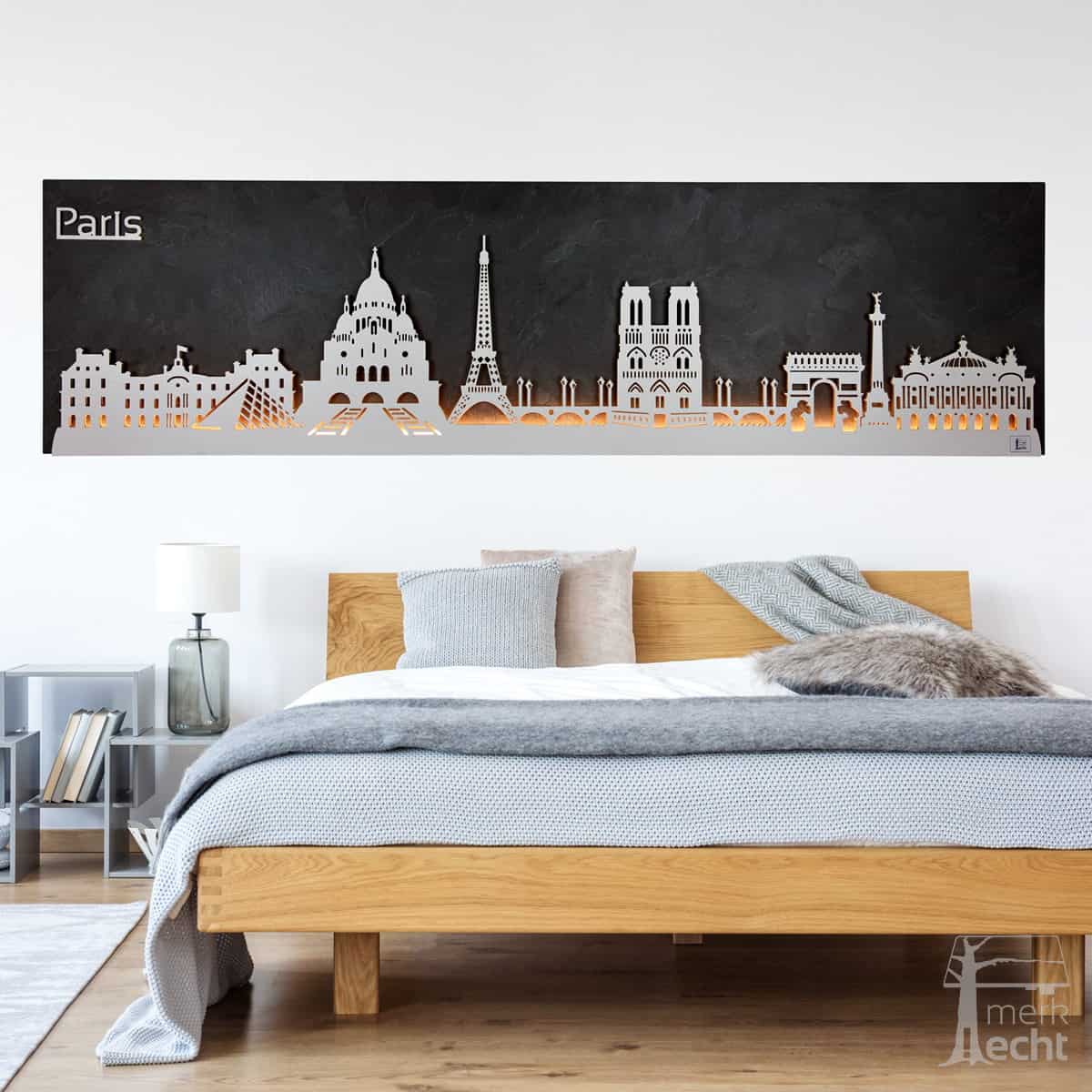 Skyline "Paris" - Beleuchtete Dekoration als Wandbild - Weltkarten & Skylines von merk!echt