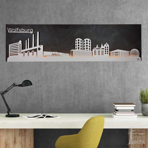 Skyline "Wolfsburg" - Beleuchtete Dekoration als Wandbild - Weltkarten & Skylines von merk!echt