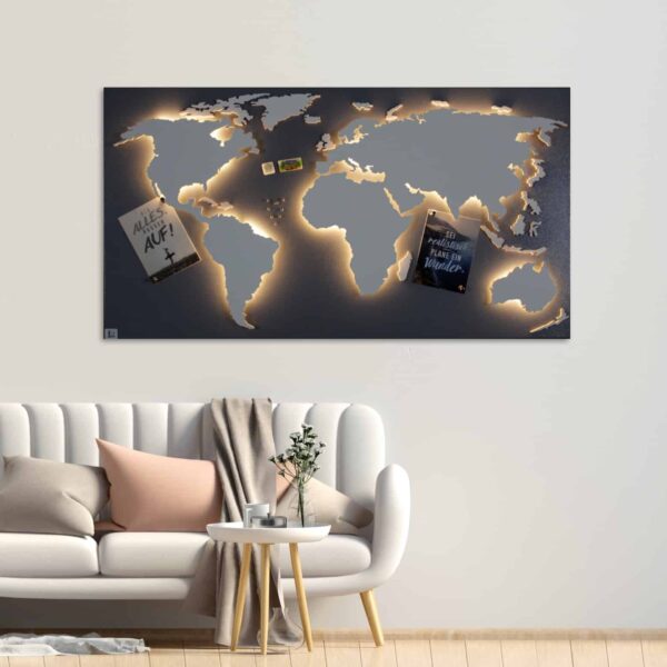 Weltkarte “Milet” | Hintergrund: Metall (92x50cm)