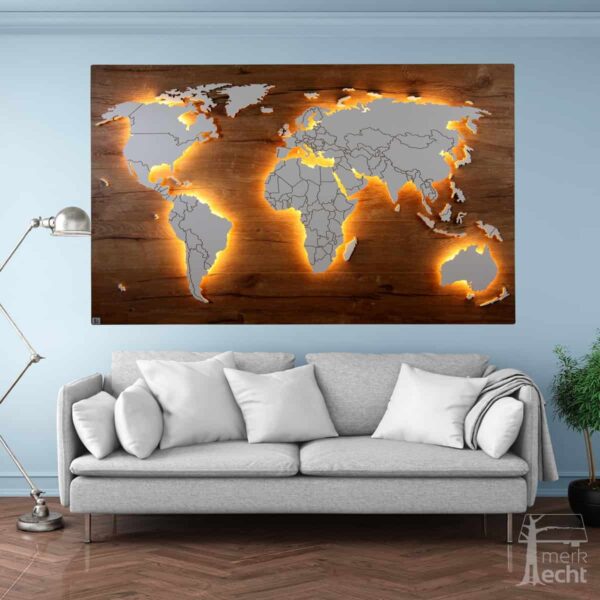 Weltkarte-Eiche-Dekor-WeltkarteHolz-Wandbild-Beleuchtet-WeißesKontinente-Holz-Welt-Karte-XXL-WelkartenAusHolz-WeißeKontinente-KontinenteHolz